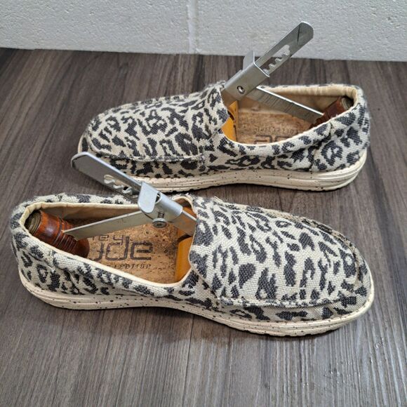 Hey Dude Women's Misty Woven Cheetah Grey | Women's Slip On Shoes | Size 8 - Picture 1 of 7